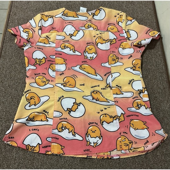 Gudetama Tops - gudetama the lazy egg Women's Scrubs Top Medium